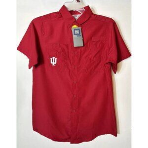 Hoosiers Fishing Shirt Pro Edge Brand‎ Red Short Sleeve’s Men’s Size Small.